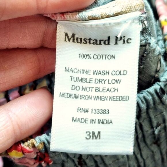 NWT Mustard Pie Floral & Gray Ruched Baby Bubble Romper - Picture 5 of 9